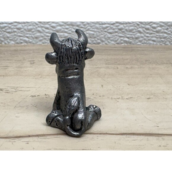 Vtg Lot Of 6 Pewter Animal Figurines Cats Bears Bulls - Picture 10 of 16